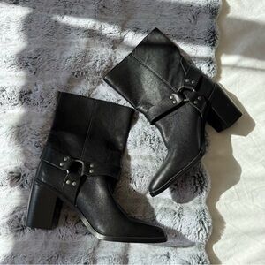 NEW Steve Madden Women's Size 7.5 M Black Leather Alessio Ankle Boot Bootie